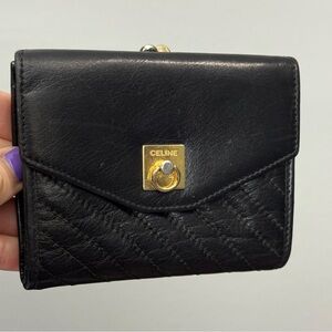 Celine vintage Paris black leather wallet